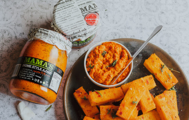 Polenta with Ajvar and Cheese